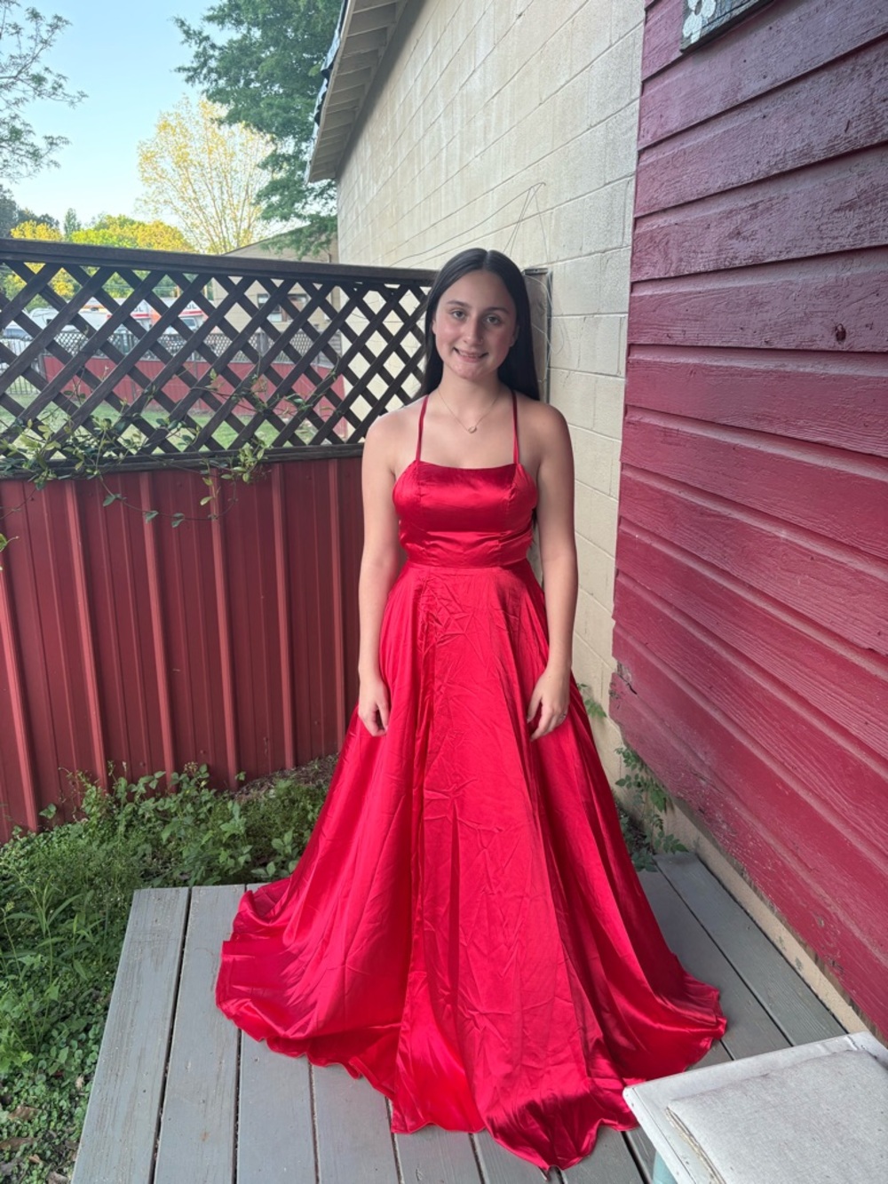 Red Satin Spaghetti-Strap Girls' Dress